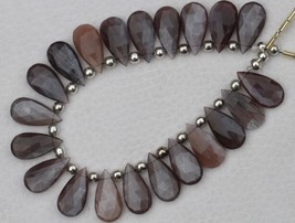 Natural, 20 pieces faceted pear coffee MOONSTONE briolette beads, 8x17--9x17 mm  - £50.75 GBP