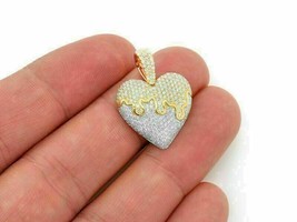 2.2Ct Simulated Diamond Heart Pendant 14K Two-Tone Gold Plated Silver Free Chain - £94.95 GBP