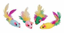 Kylie&#39;s Feathered Mouse Rattlers for Cats - 4 Pack - £11.00 GBP