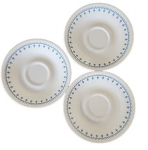 Three (3) ~ Vintage ~ Corelle By Corning ~ Blue Snowflake Garland ~ 6&quot; Saucers - £22.42 GBP