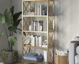 Brushed Brass Celine 30&quot; Wide By 30&quot; Long Rectangular Bookcase. - £193.21 GBP