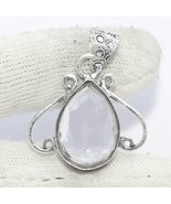 Natural Crystal Quartz Gemstone Handmade 925 Silver Plated Pendant Jewel... - $6.79