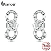 G silver shining infinity symbol stud earrings for women simple geometric earrings fine thumb200