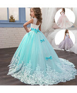 Girls Lace Long Prom Gowns Bridesmaid Kids Dresses For Girls Teens Girl ... - $64.99+
