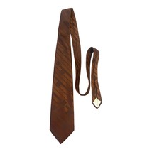 Vintage Prince Consort Golden Clasp Tie – Brown Geometric Polyester Neck... - $16.00
