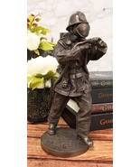 Heroic Fireman Fire Fighter In Full Turnout Gear Attire Carrying Hose St... - $117.60 CAD