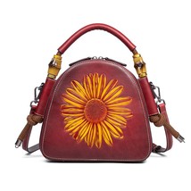 Women Genuine Leather Messenger Cross Body Hand Bag Purse Retro Floral Pattern R - £99.13 GBP
