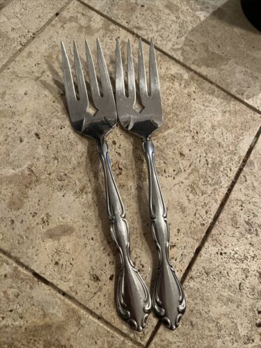 2 Oneida CANTATA Cold Meat Serving Forks 8 3/8&quot; Community Stainless Flat... - $14.75
