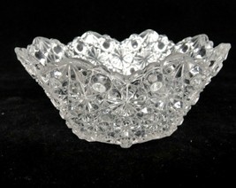 Vintage Daisy Button Pressed Clear Glass Sauce Bowl 5&quot; Scalloped Points - £11.11 GBP
