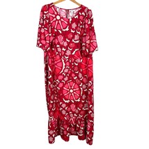 Rhode x Target Dress Womens 30 Red Zinnia Floral Midi Bell Sleeve Ruffle Hem - £31.95 GBP