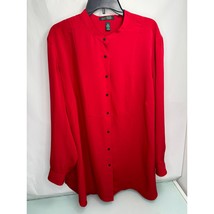 Lauren Ralph Lauren Women&#39;s Tunic Blouse Shirt Red Chiffon Long Sleeve P... - £31.11 GBP