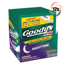 Full Box 12x Packs Goody&#39;s PM Pain Relief Nighttime Sleep Powder - 6 Stick Packs - £26.04 GBP