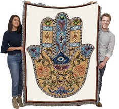 Arabic Middle East Gift Tapestry Throw Made In The Usa, Hand Of Hamsa Blanket - £61.37 GBP