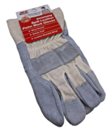 New Vintage Economy Split Leather Palm Work Gloves Ace Hardware Blue Gray - $19.42