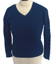 St Johns Bay V Neck Sweater Size PS Petite Small Long Sleeve Blue Knit - £7.98 GBP