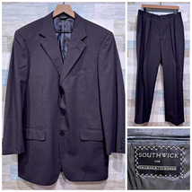 Southwick Wool Striped Bespoke Suit Gray 3 Button Surgeon Cuffs Mens 42R... - £270.62 GBP