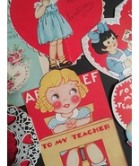 Valentines Day For Teacher Die Cut Vtg Love Hearts Card Lot (6 Pieces) 4... - $19.99