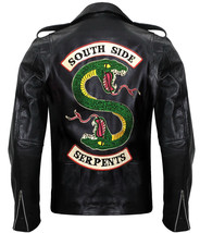 Men&#39;s Riverdale Southside Serpents Black Leather Jacket - £98.00 GBP