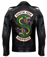 Men&#39;s Riverdale Southside Serpents Black Leather Jacket - $124.99
