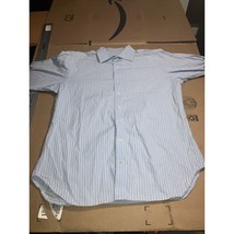 Robert Talbott Blue Stripe French Cuff Dress Shirt, Large 16 1/2-33, But... - $14.85