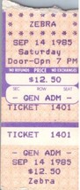 Zebra Concert Ticket Stub September 14 1985 New York City - £27.17 GBP