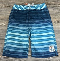 Lucky Brand Board Shorts Swim Shorts Swim Trunks Drawstring Blue Stripe Youth 20 - £10.12 GBP