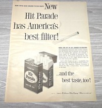 Hit Parade Cigarettes Print Ad 1958 Vintage Americas Best Filter Best Taste - $14.94