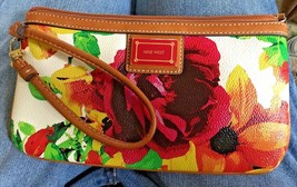 Nine West Womens Wristlet Tropical Flowers Bag Clutch Wallet Purse EUC F... - $15.83
