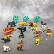Lot of 23 Plastic Wild Animals &amp; Trees- Approx.  1&quot; to 3&quot; Tall- Vintage - £10.74 GBP