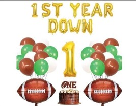 First Year Down Football Party Decorations 1st Birthday Balloons Cake To... - £9.15 GBP