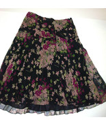 New Womens $125 Ralph Lauren Silk Black Floral Skirt 4 Pink Green Purple... - $123.75