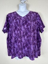 Catherines Womens Plus Size 3X Purple Diamond V-neck T-shirt Short Sleeve - $17.99