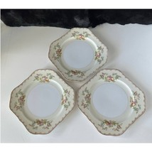 Vintage Meito Flora (F and B Japan) square luncheon plates, bone china, set of 3 - £17.36 GBP