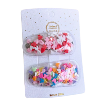 Confetti Hearts &amp; Cartoon Mouse Ears 2pc Snap Hair Barrettes Kid Accessories NEW - £6.81 GBP