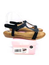 GC Shoes Reesa Flat Strappy Sandals- Black, US 10M - £17.03 GBP