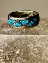 Turquoise ring size 4.50 Zuni band wedding sterling silver women - $38.61