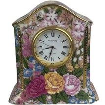 Ayshford Summer Garden Floral Chintz Desk Clock Made In England Bone Chi... - £18.18 GBP