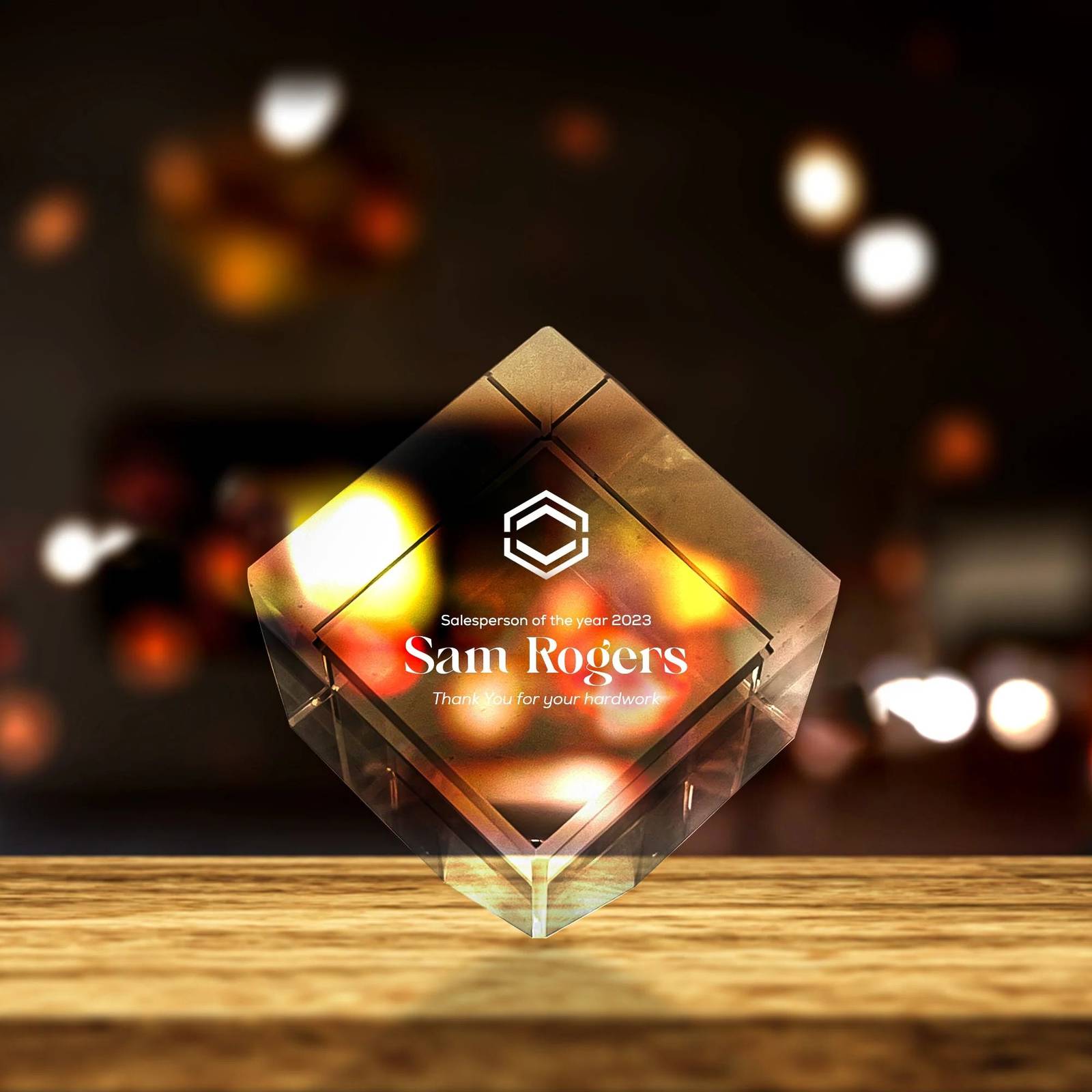 Best Employee of the Month 3D Engraved Crystal Gift - Diamond