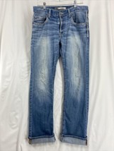 BKE Jake Straight Leg Men&#39;s Blue Denim Jeans Size 33x34 Whiskered Faded - £29.75 GBP
