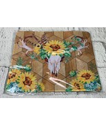 Bull Head Boho Mouse Pad with Sunflowers Yellow Watercolor Floral On Fau... - £15.90 GBP