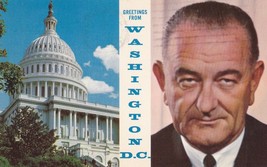 Lyndon B Johnson 36th President &amp; US Capitol Postcard Posted 1965 - £7.90 GBP