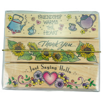 Friendship Greetings Set of 3  LL351 Hero Arts Rubber Stamps Vintage 1998 - £13.15 GBP