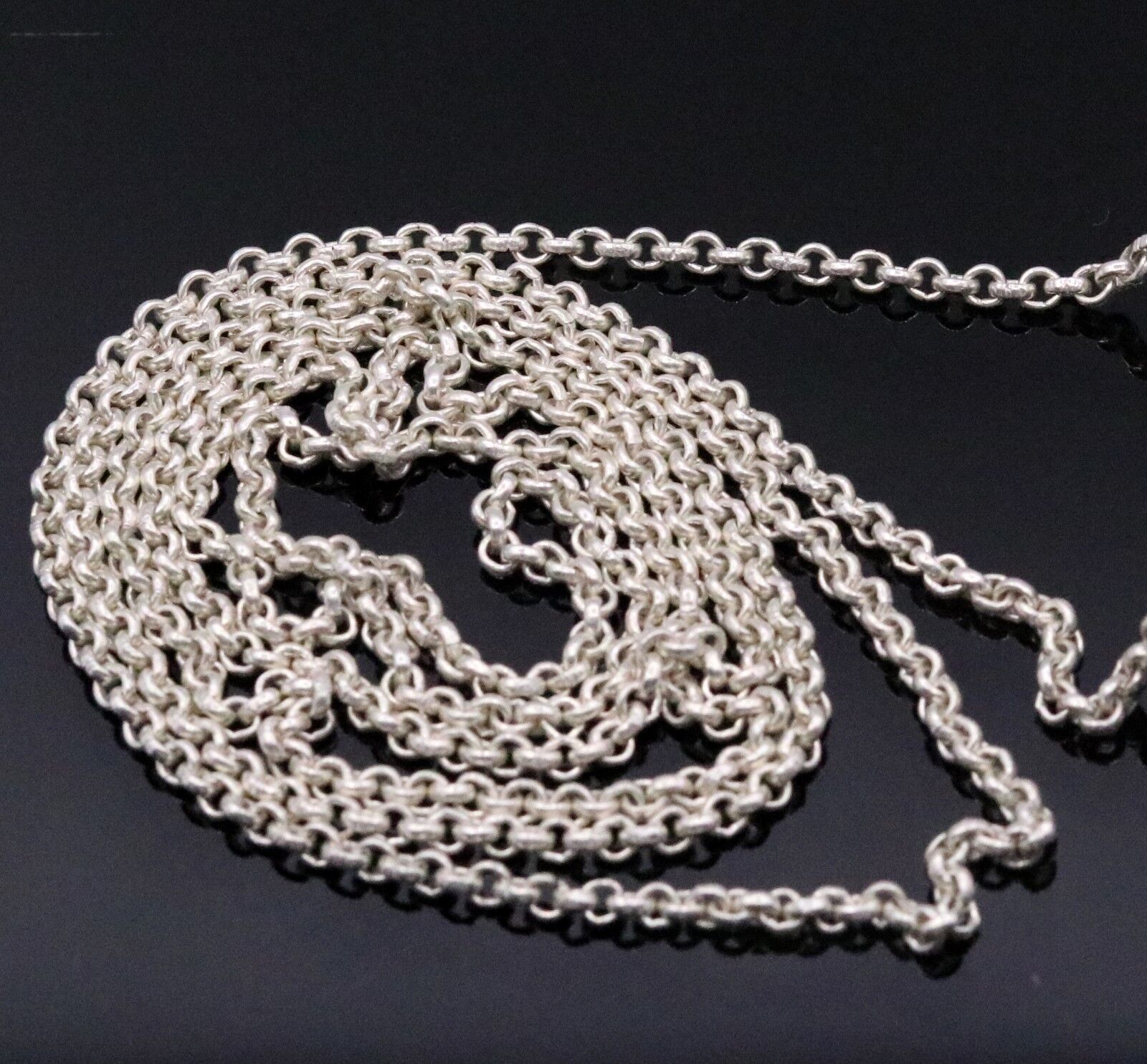 Primary image for 30" INCHES LONG 2.5 MM HANDMADE SILVER ROLO CHAIN USE IN AMULET LINGAM PENDANT 