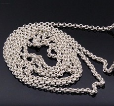 30&quot; INCHES LONG 2.5 MM HANDMADE SILVER ROLO CHAIN USE IN AMULET LINGAM P... - $45.53