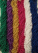 144 33&quot; Mardi Gras Beads Party Favors Necklaces PGG Pink White Blue 12 Dozen - £21.29 GBP