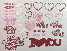 Valentines Hearts Be mine I Love You XOXO Die Cut Scrapbook Cards 35 Pieces - $3.99