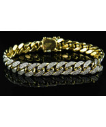 10 Ct Round Cut Diamond Miami Curb Cuban Link Bracelet 14K Yellow Gold F... - £205.82 GBP
