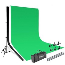 New 10Ft Adjustable Background Stand Kit For Photography With 3 Backdrop - £68.17 GBP