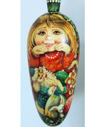 Exclusive russian christmas ornament hand painted teardrop shape girl 1/... - $96.72 CAD