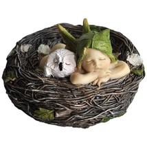 Sleeping Fairy Baby With Owl In Nest Figurines - £27.26 GBP